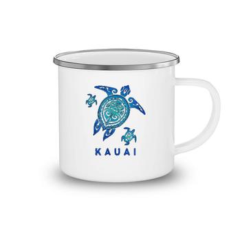 Kauai Hawaii Sea Blue Tribal Turtle Camping Mug | Mazezy