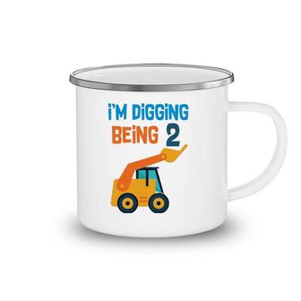Kids 2 Years Old Birthday Digging Being Two Camping Mug | Mazezy