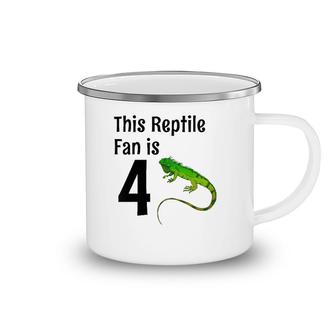Kids 4 Years Old Lizard Reptile Birthday Party 4Th Birthday Camping Mug | Mazezy