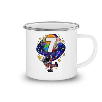 Kids Outer Space Astronaut 7Th Birthday Boy 7 Year Old Seven Camping Mug - Seseable