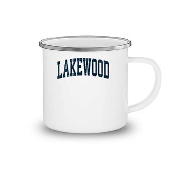 Lakewood Washington Wa Vintage Athletic Sports Navy Design Camping Mug | Mazezy
