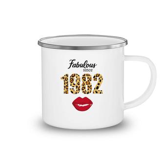 Leopard Red Lips Fabulous Since 1982 Happy 40Th Birthday Camping Mug - Seseable