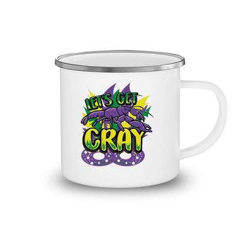 Let's Get Cray Mardi Gras Parade Novelty Crawfish Gift Camping Mug | Mazezy
