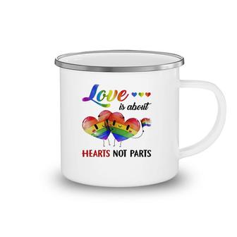 Lgbt Love Is About Hearts Camping Mug | Mazezy