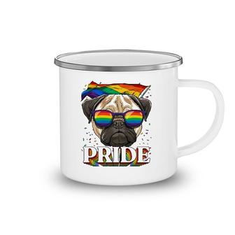 Lgbt Pug Gay Pride Lgbtq Rainbow Flag Sunglasses Camping Mug | Mazezy