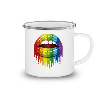 Lgbt Rainbow Kissable Mouth Teepride Gay Csd Raglan Baseball Tee Camping Mug | Mazezy