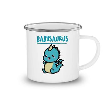 Little Cute Babysaurus Blue Dino Kids Camping Mug - Seseable