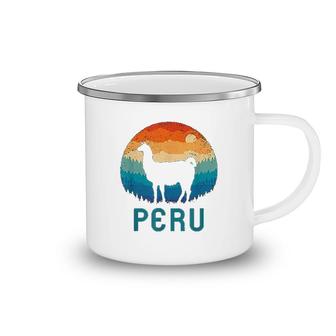 Llama Retro Machu Picchu Peru Camping Mug | Mazezy