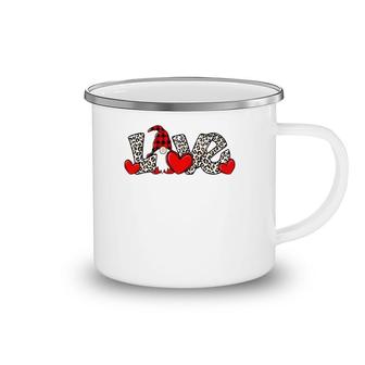 Love Gnomes Leopard Plaid Heart Valentine Clothes Camping Mug | Mazezy