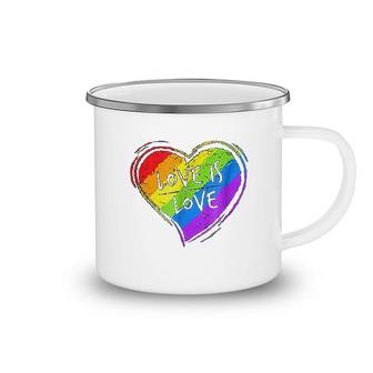 Love Is Love Heart Lgbt Pride Camping Mug | Mazezy