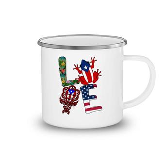 Love Puerto Rico Puerto Rican Flag Symbols Frog Atabey American Flag Floral Camping Mug | Mazezy