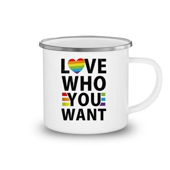 Love Who You Want Lgbt-Q Gay Pride Flag Proud Ally Rainbow Camping Mug | Mazezy