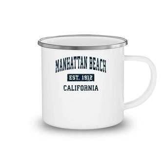 Manhattan Beach California Ca Vintage Sports Design Navy Camping Mug | Mazezy
