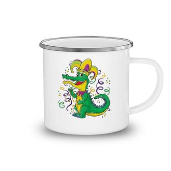 Mardi Gras Crocodile Funny Alligator Jester Hat Camping Mug | Mazezy
