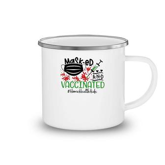 Masked And Vaccinated Home Health Aide Camping Mug | Mazezy