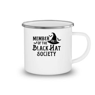 Member Of The Black Hat Society Witch Hat With Bats Camping Mug | Mazezy