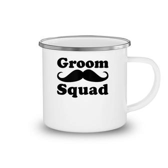 Mens Funny Groom Squad Mustache Bachelor Party Groomsman Gift  Camping Mug