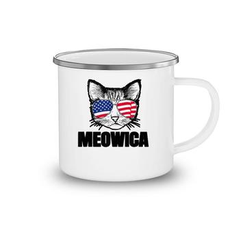 Meowica Patriotic Cat 4Th Of July Tee American Flag Graphics Camping Mug | Mazezy
