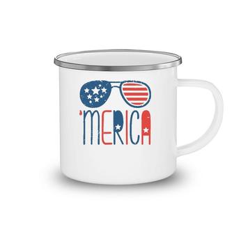 Merica American Flag Aviators Toddler4th July Usa Flag Sunglass Camping Mug | Mazezy