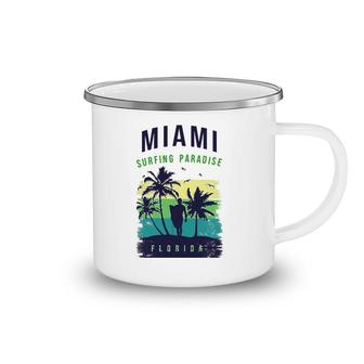 Miami Paradise Beach Cool Miami Florida Surfing Camping Mug | Mazezy