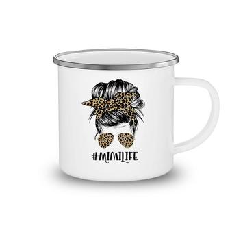 Mimi Life Messy Hair Bun Leopard Women Mother's Day Funny Camping Mug | Mazezy