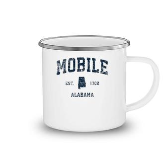 Mobile Alabama Al Vintage Sports Design Navy Print Camping Mug | Mazezy