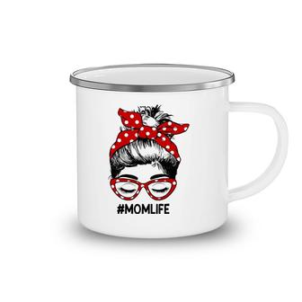 Mom Life Mothers Day 2021 Women Messy Bun Glasses Bandana Camping Mug | Mazezy