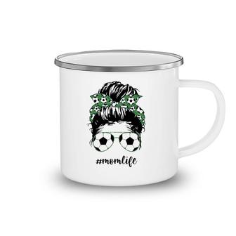 Mom Life Soccer Mom Messy Bun Graphic Funny Mother's Day Camping Mug | Mazezy