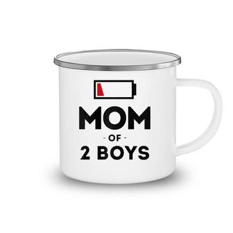 Mom Of 2 Boys Clothing Gift For Mother Wife Mom Funny Women Camping Mug | Mazezy