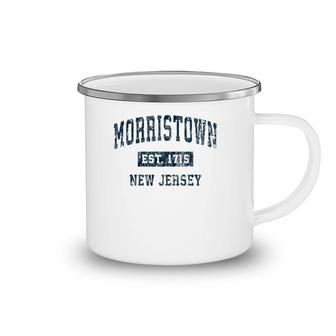 Morristown New Jersey Nj Vintage Sports Design Navy Print Camping Mug | Mazezy