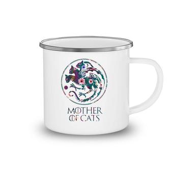 Mother Of Cats With Floral Art - Gift For Cat Lovers Camping Mug | Mazezy