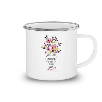 Mother's Day Gifts Happiness Is Being A Gigi Flower Floral Camping Mug | Mazezy