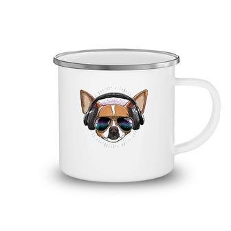 Music Chihuahua Dj With Headphones Musical Dog Lovers Camping Mug | Mazezy