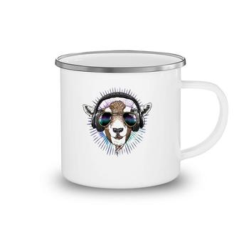 Music Goat Dj With Headphones Musical Goat Lovers Camping Mug | Mazezy