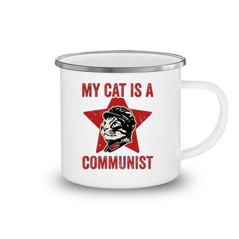 My Cat Is A Communist Vintage Funny Cat Lover Saying Camping Mug | Mazezy