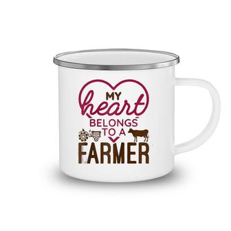 My Heart Belongs To A Farmer Farm Wife Girlfriend Romantic Raglan Baseball Tee Camping Mug | Mazezy