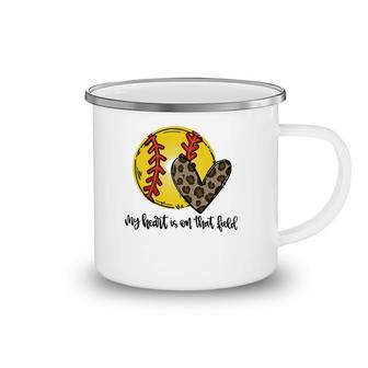 My Heart Is On That Field Leopard Softball Mom Mother's Day Camping Mug | Mazezy