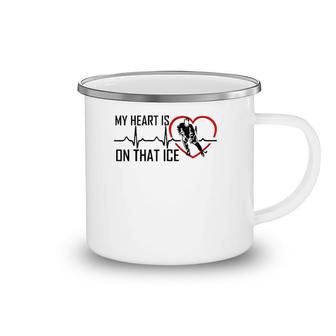 My Heart Is On That Ice Hockey Mom Mother's Day Gift Women Zip Camping Mug | Mazezy