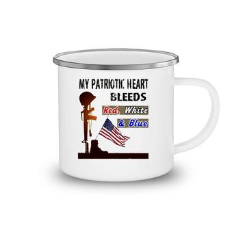 My Patriotic Heart Bleeds Red, White & Blue - Veteran Camping Mug | Mazezy