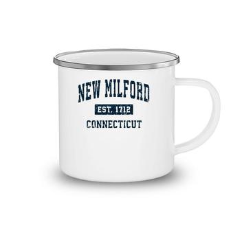New Milford Connecticut Ct Vintage Sports Design Navy Print Camping Mug | Mazezy