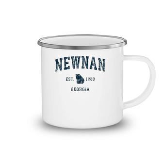 Newnan Georgia Ga Vintage Sports Design Navy Print Camping Mug | Mazezy