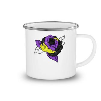 Nonbinary Pride Rose Nonbinary Rose Camping Mug | Mazezy