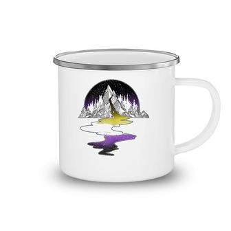 Nonbinary River Mountain Lgbt Pride With Nb Nonbinary Flag Camping Mug | Mazezy