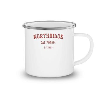 Northridge California Distressed Text Sport Style Camping Mug | Mazezy