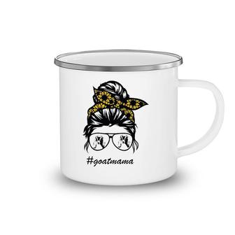 Nubians Goat Mama Messy Hair Bun Sunflower Mother Day 2022 Ver2 Camping Mug | Mazezy