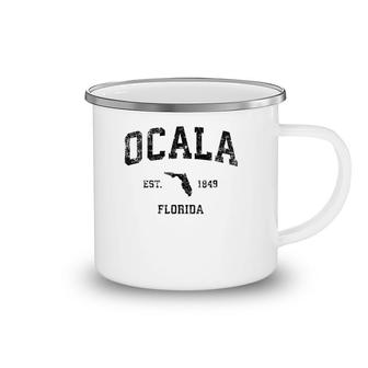Ocala Florida Fl Vintage Sports Design Black Print Camping Mug | Mazezy
