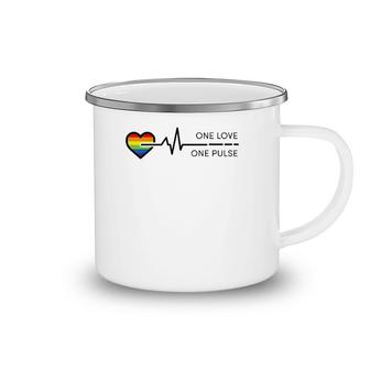 Orlando United One Pulse Heart Lgbt Pride Premium Camping Mug | Mazezy