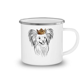 Papillon Dog Wearing Crown Camping Mug | Mazezy