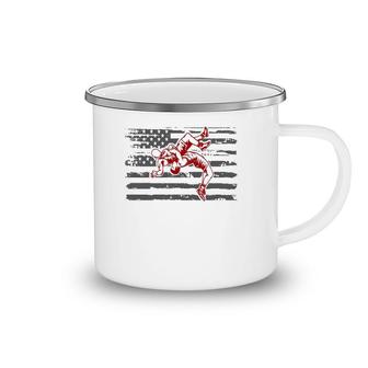 Patriotic American Flag High School College Wrestling Pullover Camping Mug | Mazezy