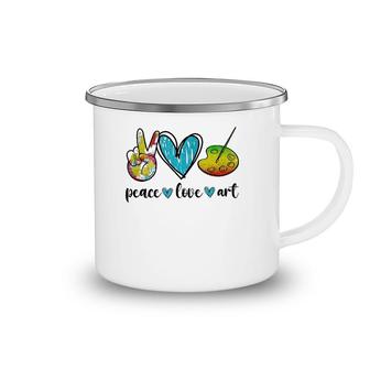 Peace Love Art Painting Palette Funny Art Gifts For Teacher Camping Mug | Mazezy